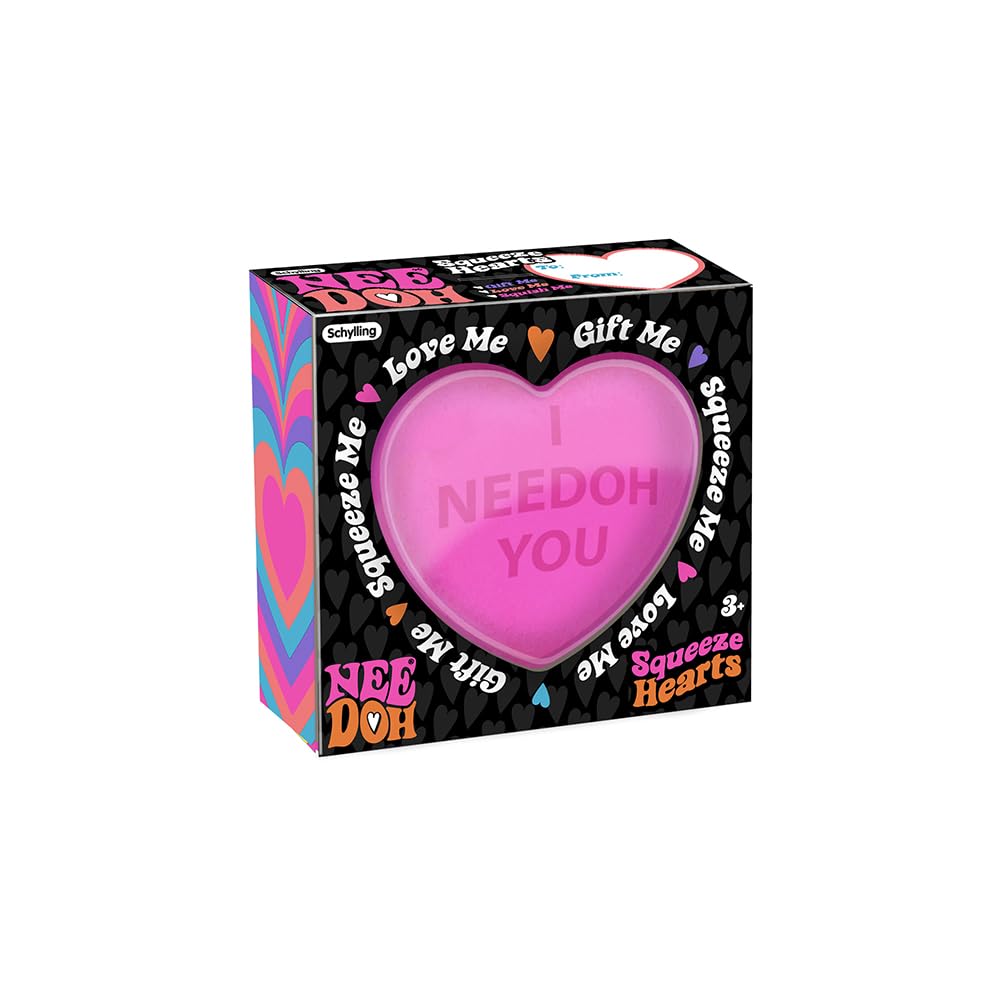 Schylling NeeDoh Squeeze Heart - Valentines Squeeze Toy - Satisfying Dough Filling - 2.5" Wide - Color May Vary (Pack of 1)