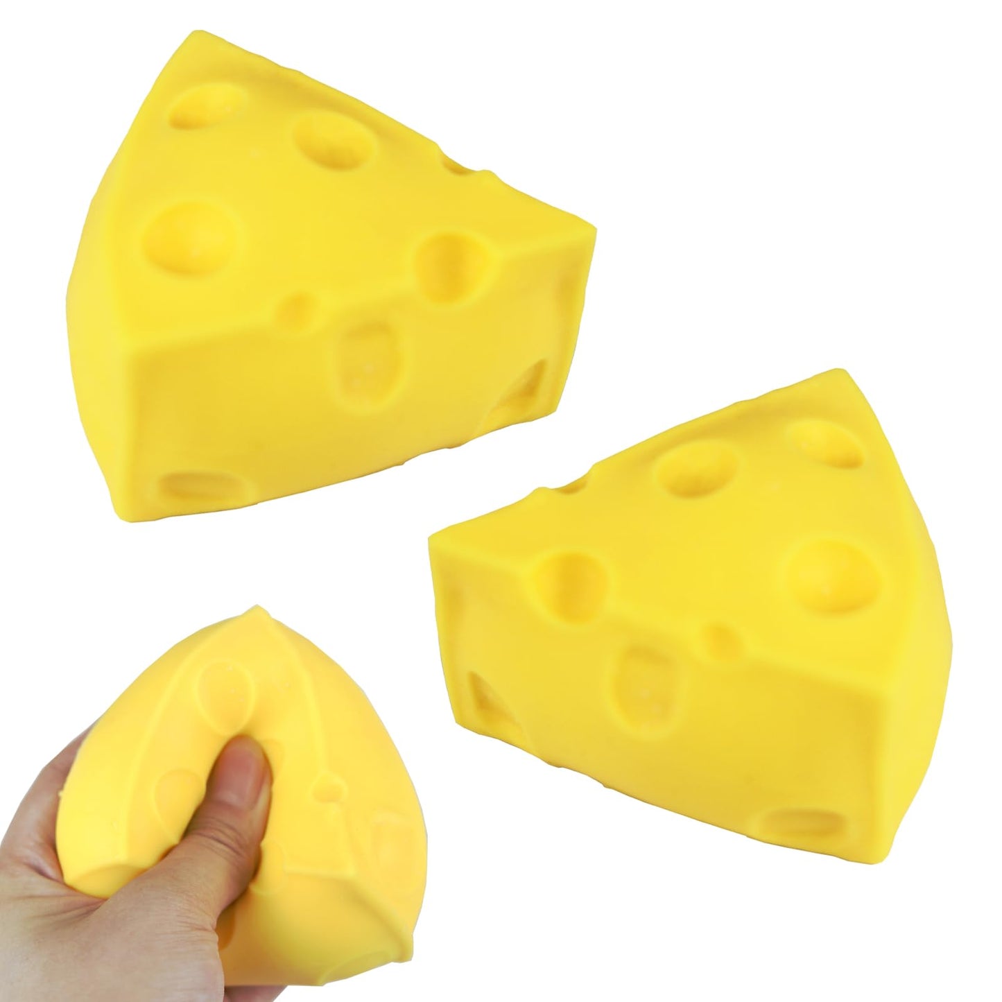 2 Pcs Cheese Squishy Cheese Stress Ball Squeezing Stress Relief Toy for Birthday Gifts Partied Decoration Etc.