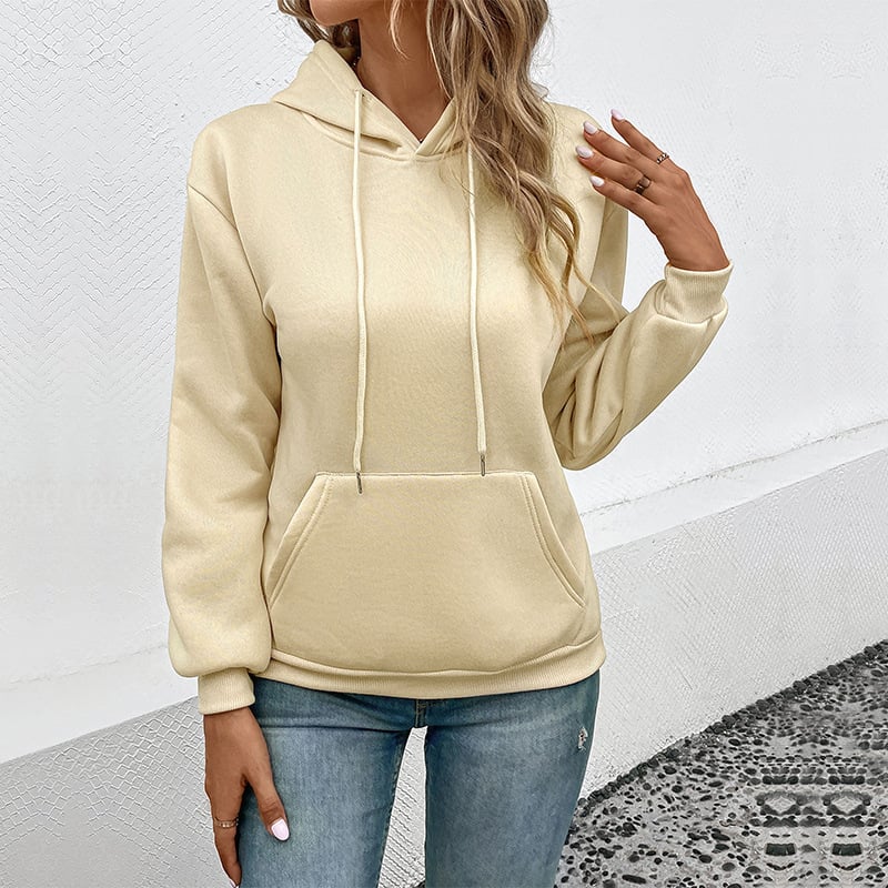 Casual Women's Hooded Pullover Sweatshirt with Pocket