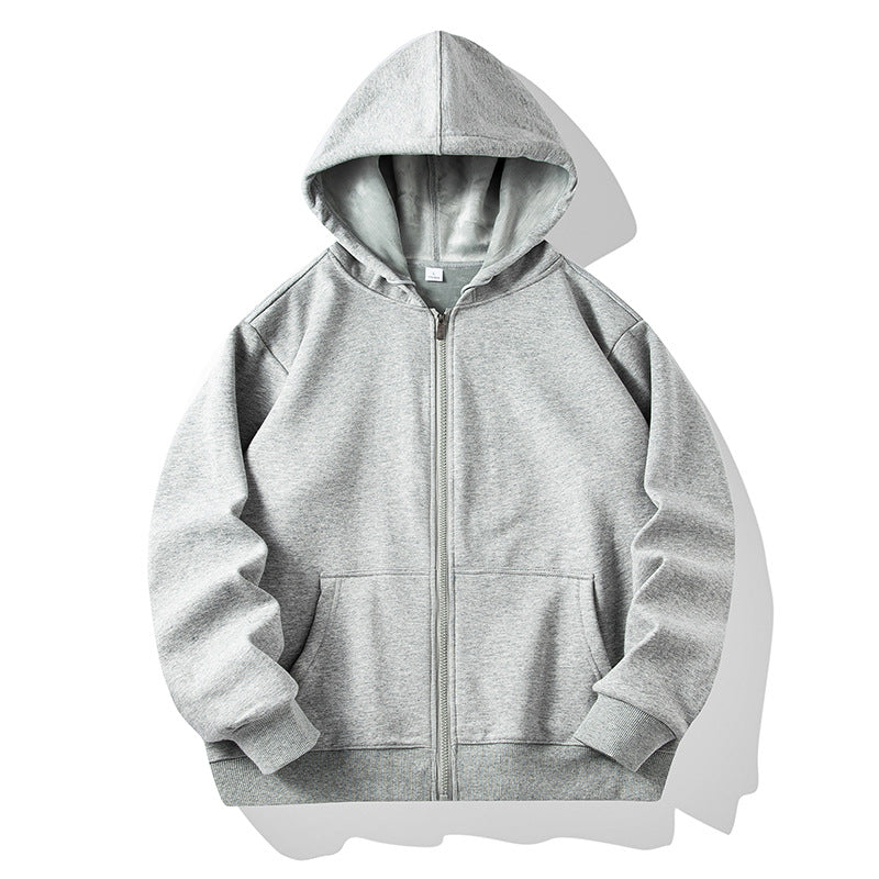Fleece-Lined Korean Style Zip Hoodie Unisex