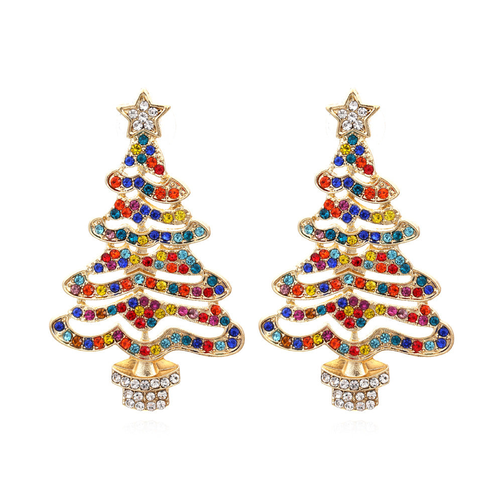 Exaggerated Hollow Christmas Tree Earrings for Women