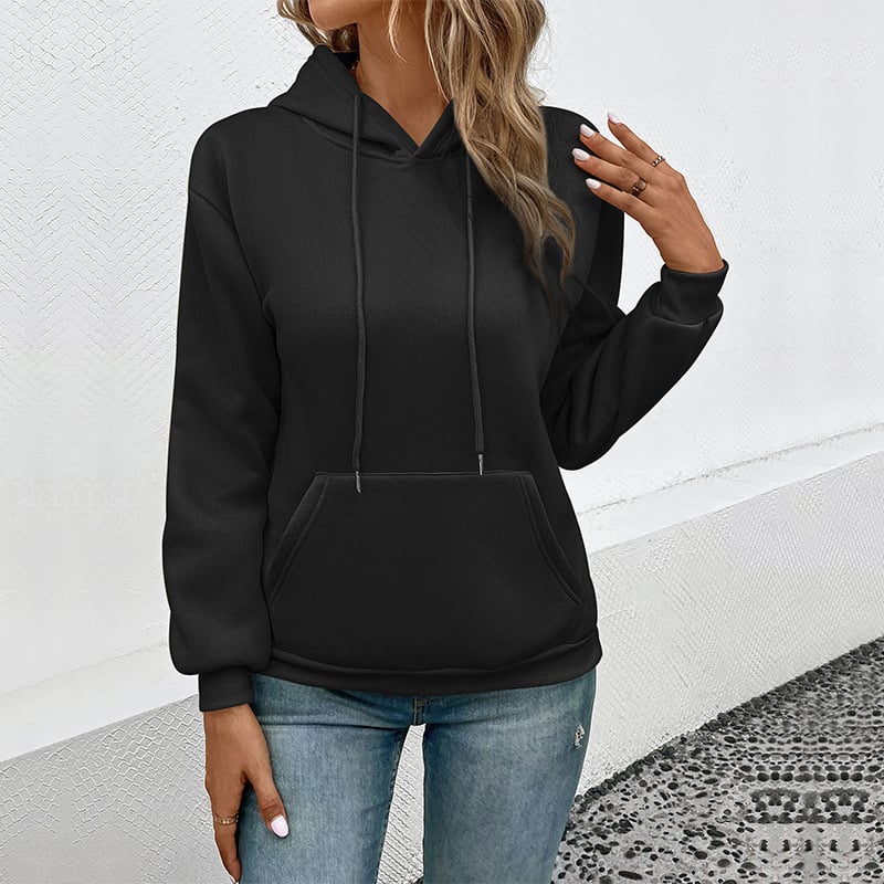Casual Women's Hooded Pullover Sweatshirt with Pocket