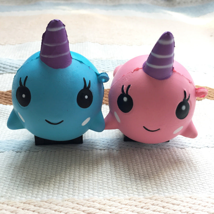 Squishy Slow-Rise Animal Figurines, Unicorn & Whale