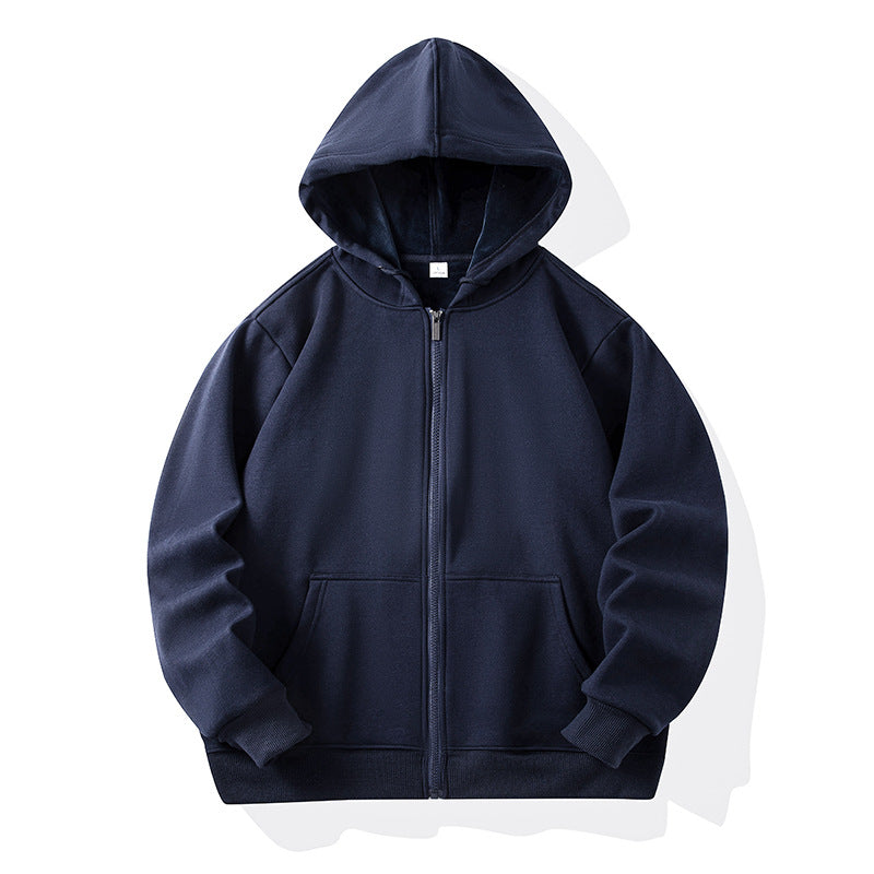 Fleece-Lined Korean Style Zip Hoodie Unisex