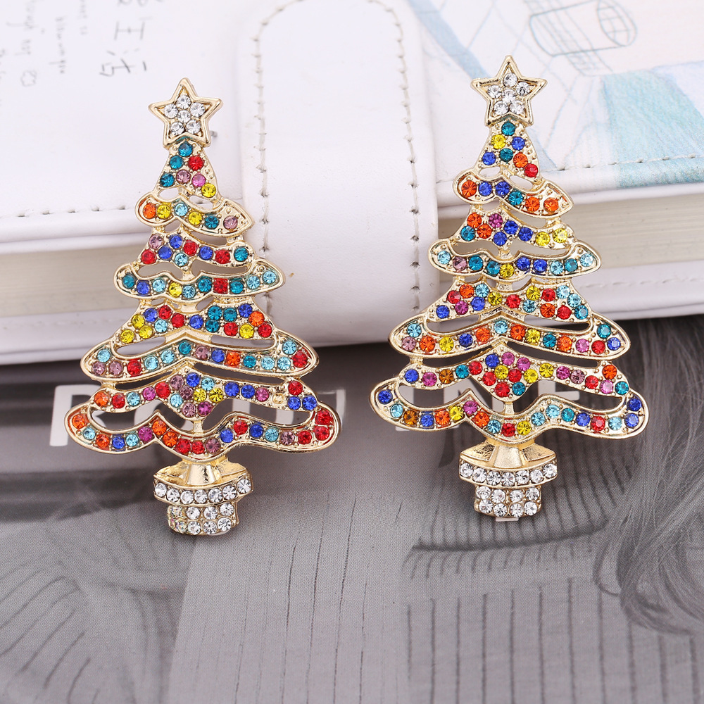 Exaggerated Hollow Christmas Tree Earrings for Women