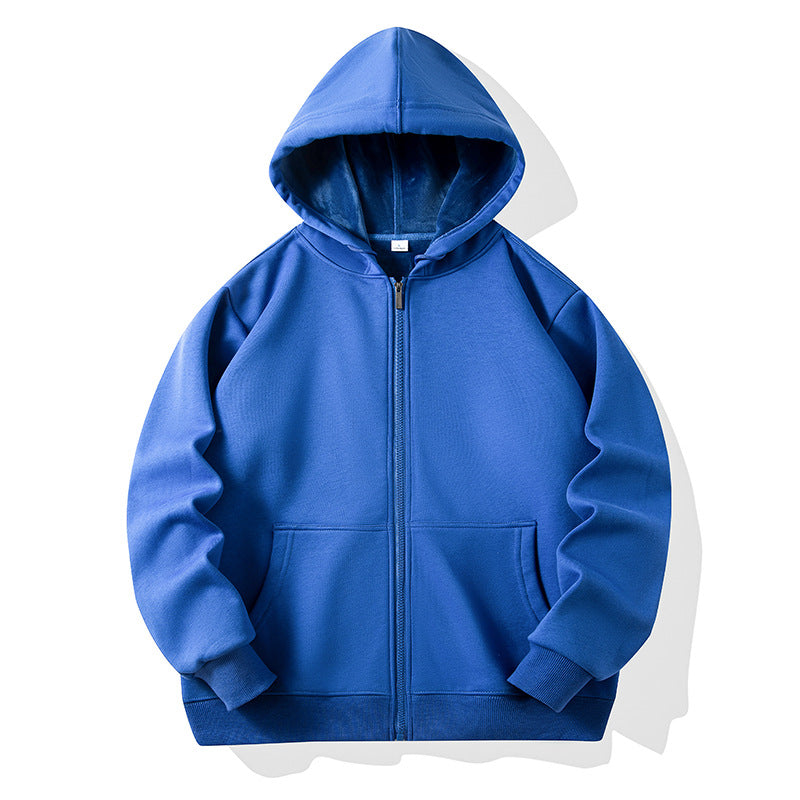 Fleece-Lined Korean Style Zip Hoodie Unisex
