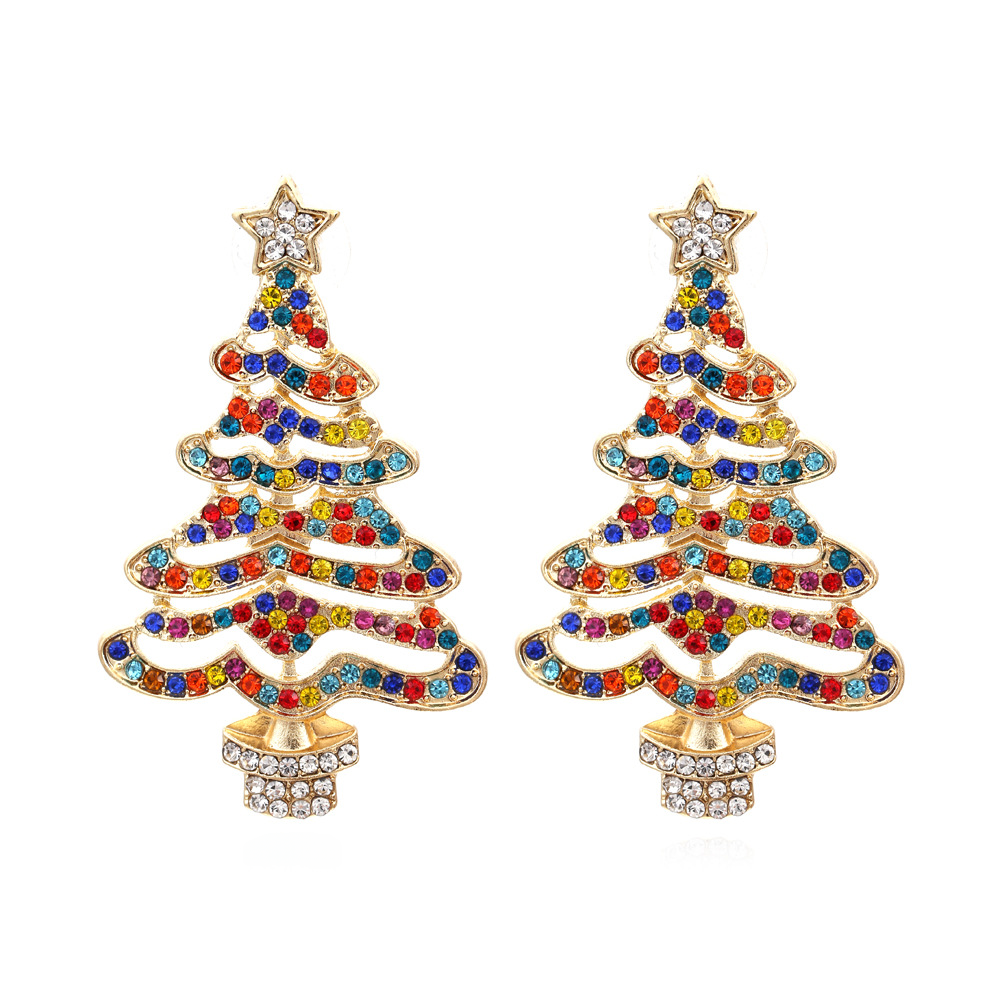 Exaggerated Hollow Christmas Tree Earrings for Women