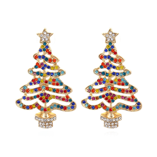 Exaggerated Hollow Christmas Tree Earrings for Women