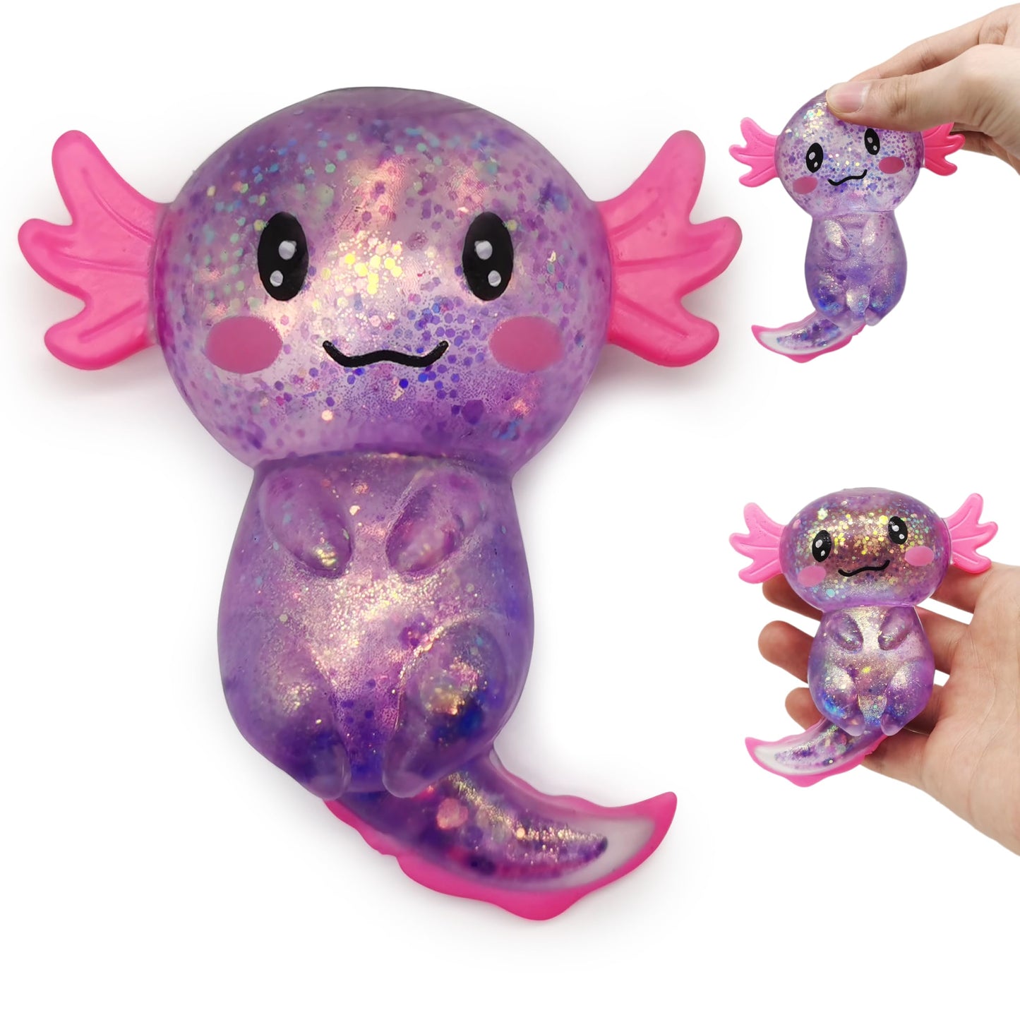 ZTATU Axolotl Toy Stress Balls for Adults (1PCS) Squishy Fidget Toys Sugar Ball Squishy Balls for Kids Stress Relief Toy Animals Toys Party Favors Stress Ball Easter Basket Stuffers (Purple)