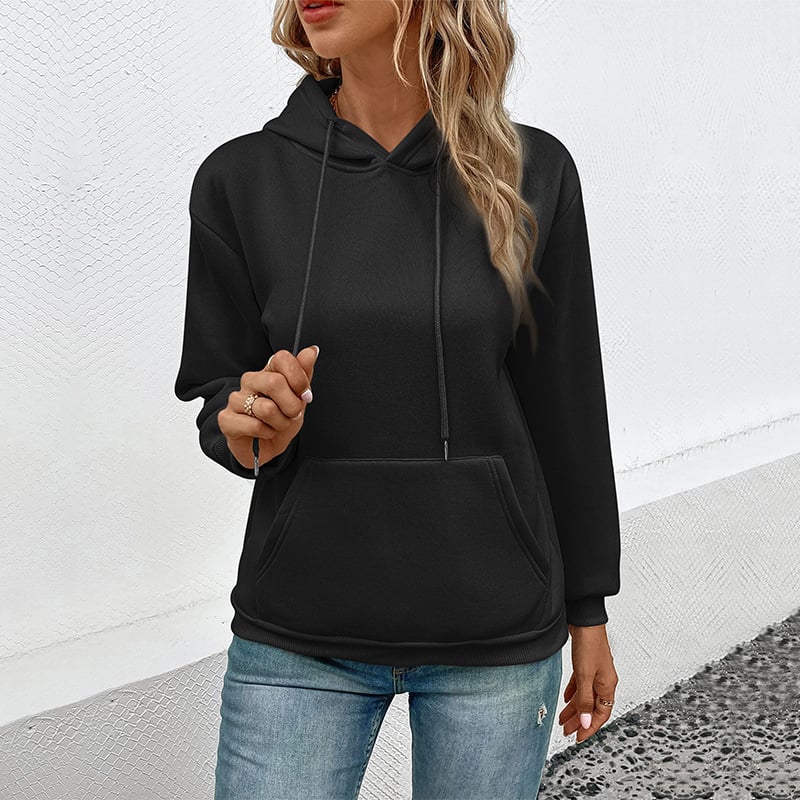 Casual Women's Hooded Pullover Sweatshirt with Pocket